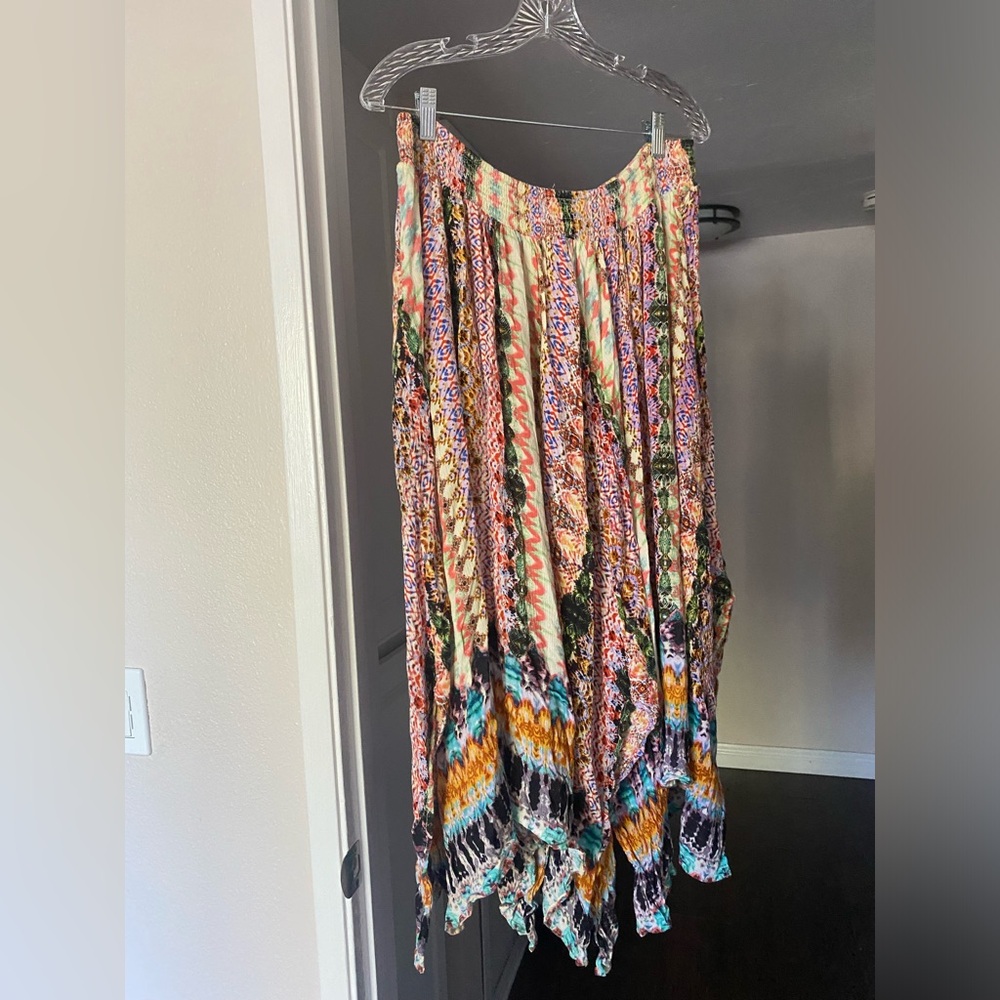 Bila Petite XL Boho Handkerchief Hem Skirt Midi Boho Festival Gypsy